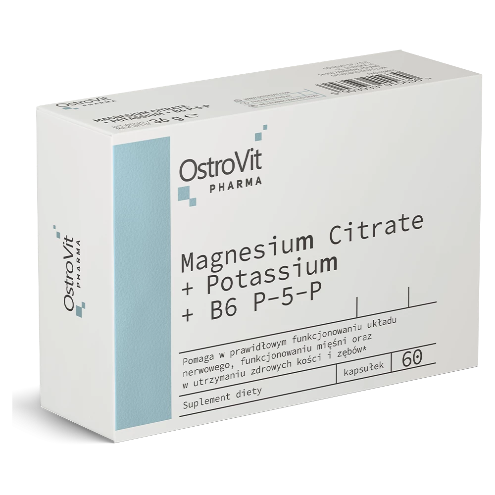 OstroVit Pharma - Cytrynian Magnezu + Potas + B6 P-5-P - 60 kapsułek